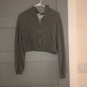Grey Cropped Zip Up